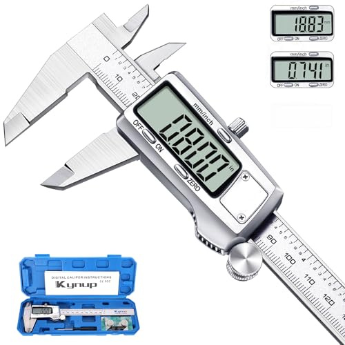 Kynup Messschieber Digital, 150 mm Schieblehre Digital Edelstahl, Elektronik Messschieber Messwerkzeuge, voll ausgeschaltet, LCD Display für Haushalt und Industrie Messung Messlehre