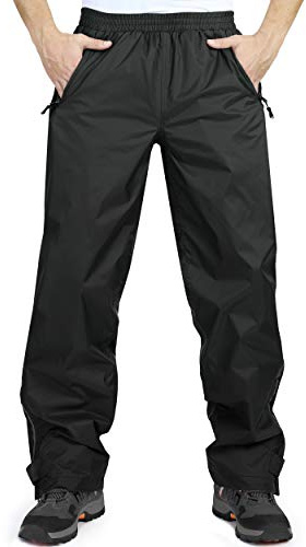33,000ft wasserdichte Regenhose für Herren Leichte Regenhose Winddichte Outdoorhose zum Wandern Camping Golf Schwarz XXL 32L