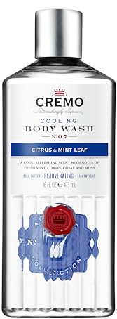CREMO - Cooling Body Wash For Men | Rejuvenating Citrus & Mint Leaf Shower Gel | 473ml