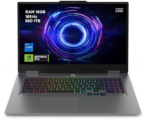 Lenovo LOQ Gaming AI Laptop | 17.3" Full HD 165Hz Display | NVIDIA GeForce RTX 5070 | Intel Core i7-14700HX | 16GB RAM | 1TB SSD | Win11 | QWERTZ | 24-Zonen-RGB-Tastatur | Grau | 3 Monate GamePass