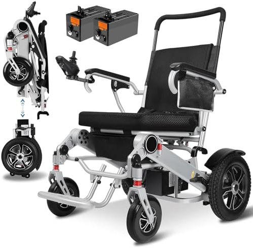 Tripaide 700W Motor - 48KM (Nur 13KG) Leicht Teilbarer Elektrorollstuhl mit 52cm Sitzbreite Rollstuhl Abdeckung Rucksack, All Terrain Faltbar Rollstuhl Elektrisch Tragfähigkeit 150KG