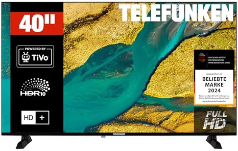 TELEFUNKEN XF40TP900S Fernseher 40 Zoll Smart TV Powered by TiVo Full HD, HDR TV mit Triple-Tuner und 6 Monate HD+ inkl., LED Fernseher (2026)