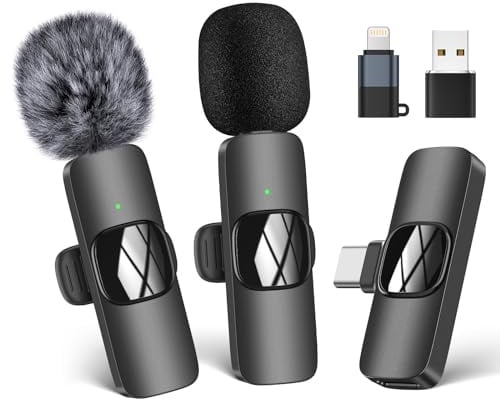 HMKCH Kabelloses Lavalier Mikrofon für Handy/iPhone/Computer, Wireless USB C Ansteckmikrofon für Videoaufnahmen, Vlog, TikTok, YouTube, Rauschunterdrückung, Plug-Play Clip on Mikrofon-Sets