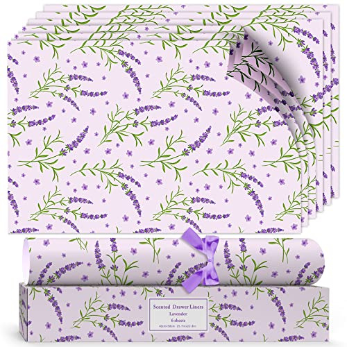 Duftendes Schrankpapier Schubladeneinlagen Perfekt für Kommode, Kleiderschrank, Schubladen, Regalen, 6 Blatt cm. 36.5X 50 (Lavendel)