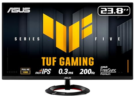 ASUS TUF Gaming VG249Q5R 24 Zoll Full HD Fast IPS Gaming Monitor | 200Hz , ELMB Sync, 1ms, 100% sRGB, Lautsprecher, FreeSync Premium, HDR10, Shadow Boost, Gaming AI, DisplayWidget Center