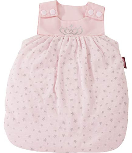 Götz 3402902 Schlafsack Royal Stars für Babypuppen Gr. S/S+ 30-36 cm | Zubehör für Babypuppen Gr. S/S+ 30-36 cm, wattiert mit Glitzer-Sternchen und Krone, für Kinder ab 3 Jahren