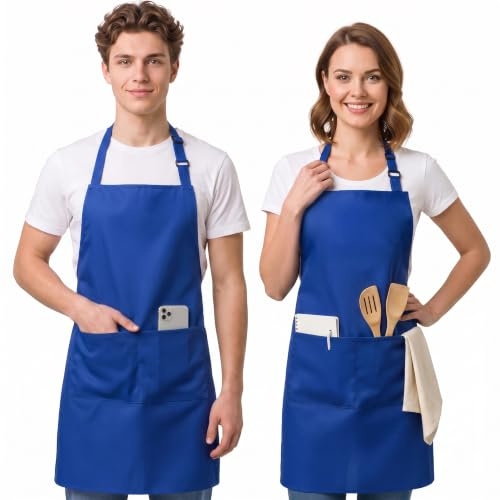 Utopia Kitchen 2er Pack Unisex Grillschürze mit geräumigen Taschen Verstellbare Latzschürzen für Männer und Frauen ideal für Köche Kochen Grillen und Backen
