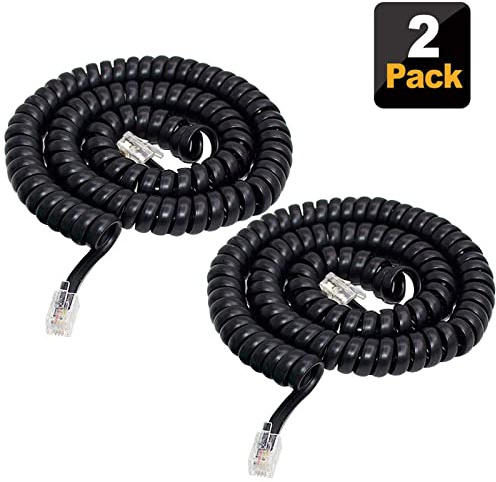 HAWAKA Telefonkabel, RJ9 (4P4C) Telefon Spiralkabel, 14Feet Telefonkabel Kabel für Festnetz-Telefon des Home Office, Verbinder weiß gewickelten Telefonhörer Kabel