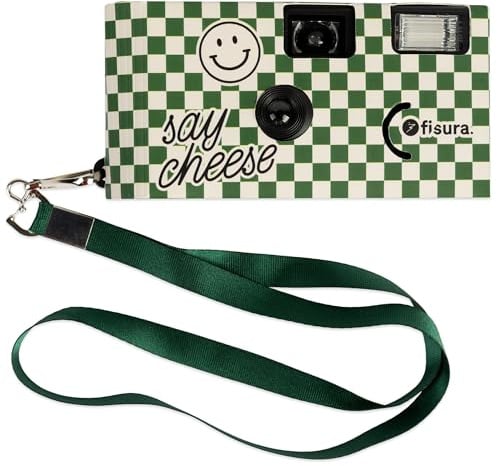 Fisura – Originale einwegkamera say Cheese!. Einwegkamera mit Blitz. 17 Aufnahmen in schwarzweiß. Haken enthalten. Ideal für Hochzeiten oder Partys.