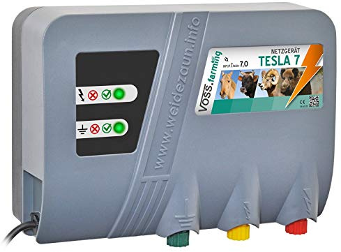 VOSS.farming Weidezaungerät Tesla 7-230V - Extra Power : 230V, 7 Joule, 10.000 Volt - für Lange Zäune, starker Bewuchs, sehr schlagstark
