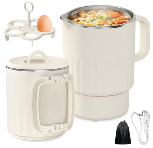 Faltbarer Wasserkocher 1L – Tragbarer Reisewasserkocher aus Edelstahl – Camping Wasserkocher mit 600W, Doppelwand, Konstanttemperatur & Dauerkochfunktion – BPA-frei