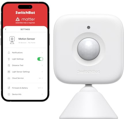 SwitchBot Smart Motion Sensor – Bewegungsmelder mit Alarm, drahtloses Haussicherheitssystem, fügen Sie SwitchBot Hub hinzu, um ihn Alexa-kompatibel zu Machen