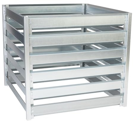 Komposter Garten Metall 704L – TIMBELA M800 Komposter 91 x 91 x H85 cm – Metallkomposter verzinkt, großer Kompostbehälter Garten, stabil, wetterfest