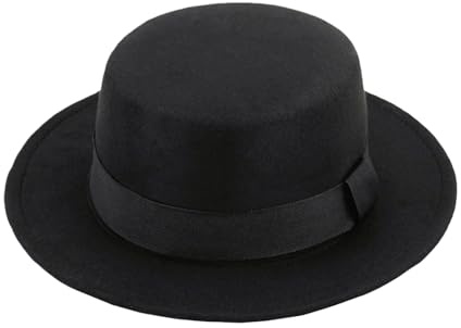 Flacher Hut, Uni, klassisch, schwarz, modisch, Fedora, Derby, elegant, Jazz, breite Krempe, Derby, perfekt für Hochzeitsfeier, Schwarz , One size
