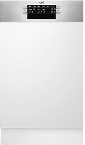 AEG 7000 Geschirrspüler teilintegriert 45 cm, GlassCare, FEE7341AZM | Sicherer Halt für Gläser dank SoftGrips und SoftSpikes, AirDry ohne Nachtrocknen, QuickLift Oberkorb, Besteckkorb