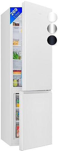 Bomann Kühlschrank mit Gefrierfach | Energieklasse D | 180cm | Kühl Gefrierkombination leise 39 dB | 4 Ablagen & 3 Schubladen | Türanschlag wechselbar | 269L Kühlgefrierkombi | KG 184.2 creme weiß
