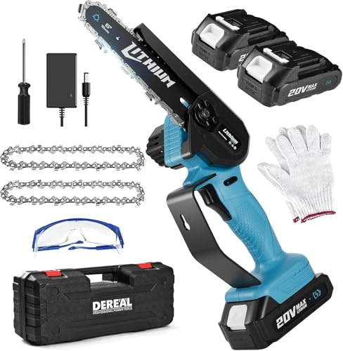 Mini Kettensäge mit Akku 15cm Mit 2 Batterien 20V Handkettensäge Akku Säge Elektrische Astsäge 6 Zoll mit Sicherheitsschloss 19,2 Ft/S für Holzschneidenz