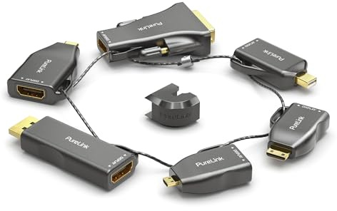 PureLink, HDMI-Adapter-Set, Adapter Ring, DisplayPort, mini DisplayPort, USB-C, mini HDMI, Micro HDMI und DVI auf HDMI, 4K Auflösung, Diebstahlsicherung, vergoldete Kontakte, schwarz