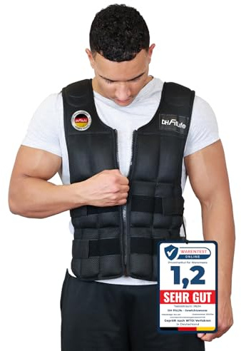 DH FitLife Verstellbare Gewichtsweste 20KG zum Muskelaufbau u. Krafttraining | Weighted Vest | Laufweste Damen Herren | Fitness Trainingsweste