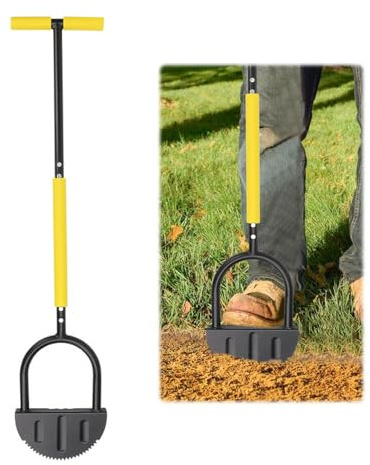 Rasenkantenstecher mit Stiel 108 cm, Sägezahn-Rasenkantenschneider, Kantenstecher Rasen mit T-Griff, Rasenstecher Kantenstecher für Gehwege, Garten, Hof