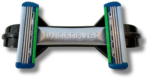 twinshaver Glatzen Rasierer Herren 0mm - Schnittschutz & 80% Zeitersparnis, Kopfrasierer Glatze + 4 Klingen, Doppel-Nassrasierer (Schwarz)