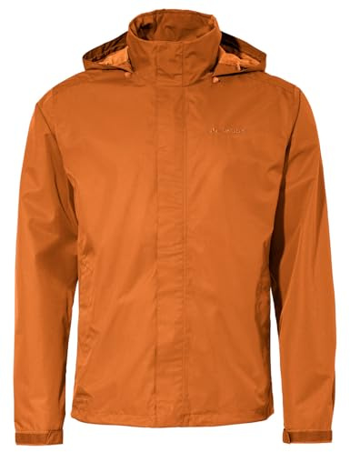 VAUDE Escape Light Regenjacke Herren wasserdicht – Leichte 2-Lagen Jacke mit verstaubarer Kapuze, winddicht und atmungsaktiv, kumquat,M