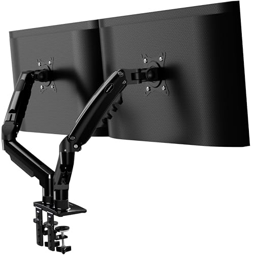 Invision Monitor Halterung für 19-32 Zoll Bildschirme - VESA 75 & 100 mm - Schreibtischklemme Ständer - Höhenverstellbar Neigungen Schwenken Dreht - Erhöhte Tragfähigkeit von 2-9 kg - MX400 Doppelarm