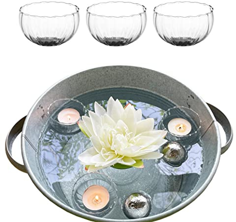 itsisa Glas Schwimmschale rund klar, D: 6cm (3er Set) - Schwimmkerzen, Tischdeko, Teelichthalter