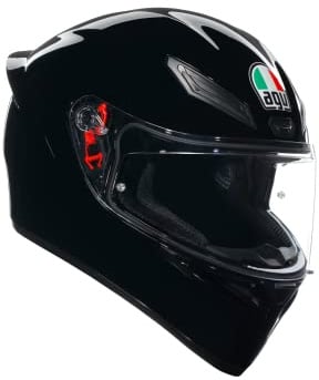 AGV - K1 S E2206 Motorrad Helm, Herren ECE Vollvisier Motorradhelm, Racing Style mit Aerodynamischem Spoiler, Kratzfestem Visier, 190° Sichtfeld, mit Intercom Ready, Old Model - Black, Large