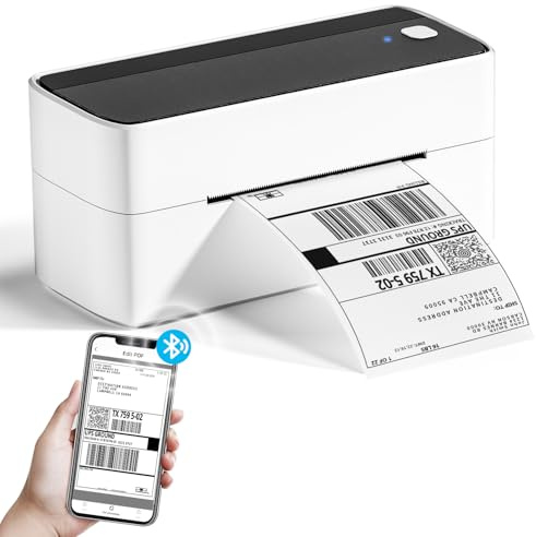 Phomemo Bluetooth DHL Etikettendrucker, Label Printer 4x6 Thermodrucker | Labeldrucker Versandetiketten Drucker für Barcode, Amazon, Etsy, Shopify, DHL, DPD, GLS, FedEx, Tintenlos,241BT Schwarz-weiß