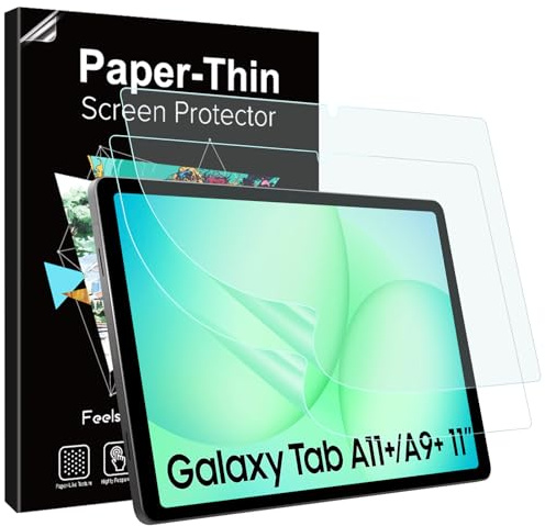 TiMOVO Papier Schutzfolie für Galaxy Tab A11+/A9+ 11 Zoll, 2 Stück | Blendfreie PET Displayschutzfolie, Schreiben und Zeichnen wie auf Papier, Für Samsung Galaxy Tab A11 Plus/A9 Plus