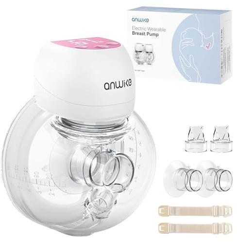 ANWIKE Milchpumpe Elektrisch Ultra-Leicht 193g - Schmerzfreie Handsfree Milchpumpe, 3 Modi 9 Stufen mit LED-Anzeige, Geringer Geräuschpegel, Freihändig Elektrische Milchpumpe mit 21/24mm Flanschen