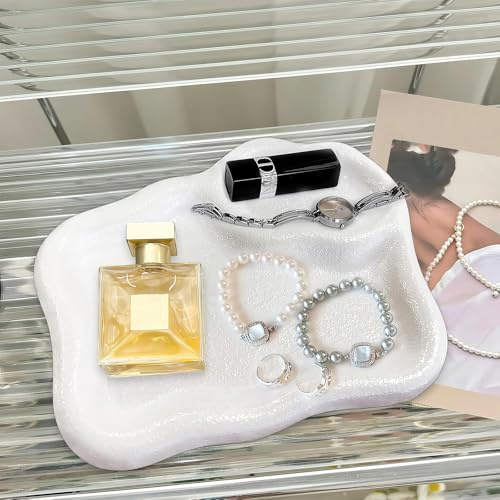 GZYYANG Schmuckschale Keramik, Schmuckteller Wolke Ringschale Keramik Wolken Tablett, Zimmer Deko Aesthetic für Ringe Ohrringe Halsketten Dekorativer Organizer Muttertag