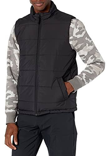 Amazon Essentials Herren Mittelschwere Isolierte Daunenweste Mit Fleecefutter, Schwarz, L