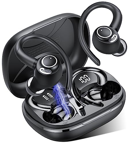 Jesebang Bluetooth Kopfhörer Sport, in Ear Kopfhörer Kabellos Bluetooth 5.4 mit HD Mic, Herausragender Sound, 40 Std Spielzeit, Comfort Fit, Dual LED-Anzeige, IP7 Wasserdicht Ohrhörer mit Ohrhaken