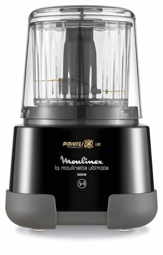Moulinex La Moulinette Ultimate, Elektrischer Zerkleinerer, 350 g bzw. 550 ml Fassungsvermögen, 5 Funktionen, 1000 Watt, Schwarz, DP810810
