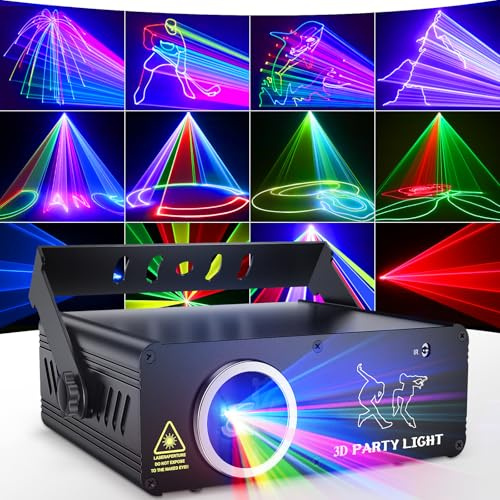 Ehaho DJ Discolicht Partylicht L2700 | 3D RGB Animation DJ Licht mit Mit Dreh-/Zoom & Animationsspeicher | Party Musikgesteuert Disco Licht mit DMX 512 | Beam Effekt Licht für Halloween KTV Live Show