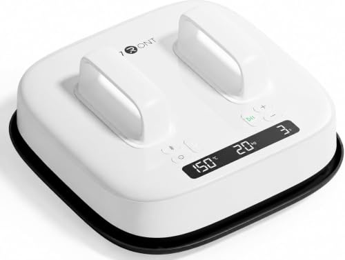 HTVRONT H10 Transferpresse, Heizpresse 25,4x25,4 cm für HTV(Weiß) | Dual-Griff, Schnell gleichmäßig heiß, Timer & Automatische Abschaltung, mit Druckanzeige für T-Shirts Stofftaschen, Kissen