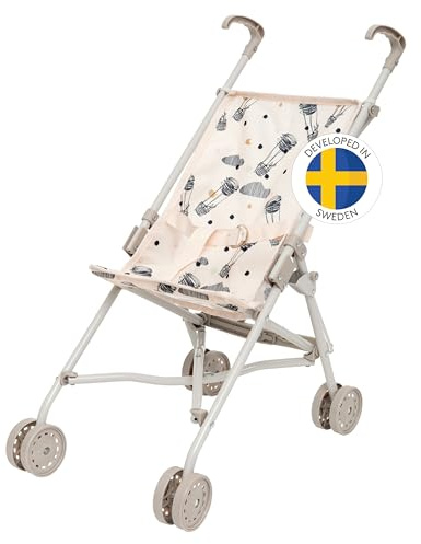 Skrållan Sulky Puppenbuggy ab 3 Jahre - 53cm großer Klappbuggy mit Sicherheitsgurt und waschbarem Bezug - Spielzeug Kinderwagen Puppenwagen Buggy - Buggy Puppe bis zu 45cm - Puppen Spielzeug