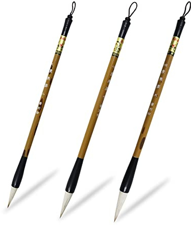 Huakaile 3 Größen Chinesische Schreibpinsel Chinesische Kalligraphie Pinsel Set Chinesische Malerei Tinte Pinsel mit (groß, mittel, klein)