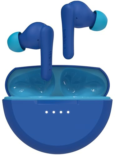 Belkin SoundForm Nano 2 Bluetooth In-Ear Kinderkopfhörer mit integriertem Mikrofon, 28 Std. Akkulaufzeit, Lautstärkebegrenzung auf 85 dB, wasserfest nach IPX5, für iPhone, iPad, Galaxy usw. – Blau