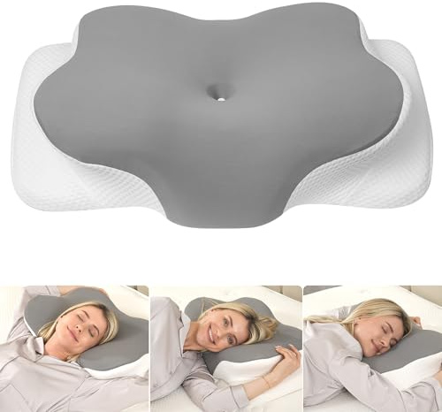 MULISOFT Memory Foam Kissen, bequemes Kissen, stützendes Nackenkissen, ergonomisches Seitenschläferkissen (grau)