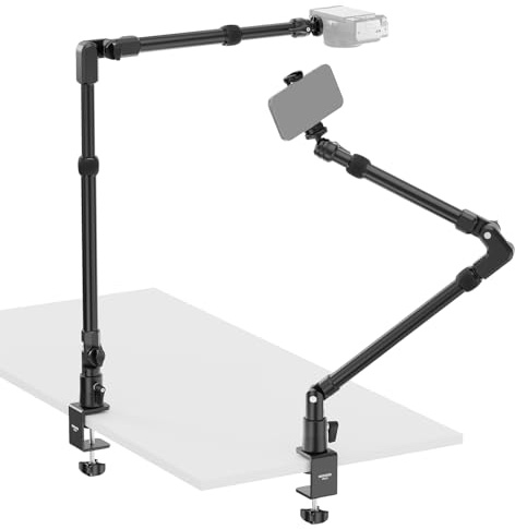 NEEWER 45,3 Overhead Kamera Halterung Tischstativ Aluminium 4 teilig DS023 | Magischer Mikrofon Boom Arm mit C Clamp Mount, für Webcam LED Licht Mikrofon Streaming Zoom Videoaufnahmen, max. Traglast 2kg