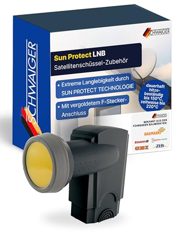 SCHWAIGER Quad LNB digital Sun Protect, LNC, extrem wetterfest | 4 Teilnehmer, geeignet für Multifeedanlagen, SAT-Zubehör für störungsfreien Empfang, anthrazit