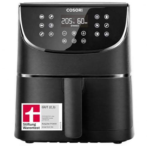 COSORI Heißluftfritteuse 5,5L Schwarz 1700W Digital Airfryer mit Touchscreen und 11 Programmen