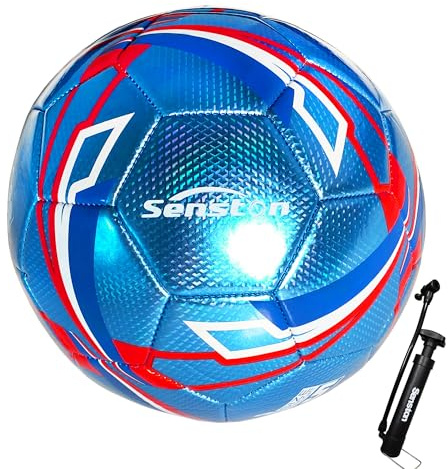 Senston Fussball Mit Pumpe, Soft-Touch Fußball Größe 4 / GröSse 5 | Abriebfest, wasserbeständig, guter Rückprall, für Rasen/Kunstrasen, inkl. Pumpe