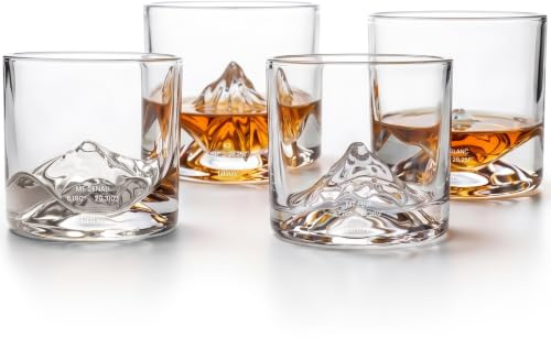 LIITON The Peaks Whiskygläser, Dicker Boden, 4er-Set, 300 ml | Gefrierfähiger bleifreier Kristall, Gipfel-skulptierter Boden, kühlt Whisky ohne Eis, keine Verwässerung, Rocks-Glas