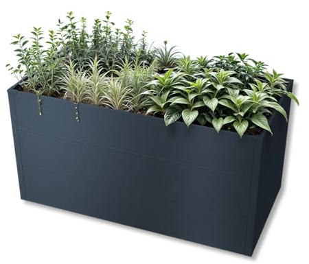 Metzler Hochbeet für den Garten – Stahl in Anthrazit | Witterungsbeständiges Metall-Gartenbeet, Pflanzenbeet, Blumenhochbeet | 150 x 75 x 77 cm