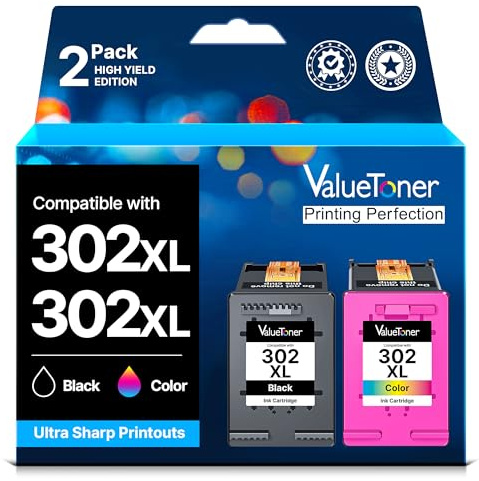 302XL 302 XL Multipack Druckerpatronen für HP 302 Druckerpatronen für HP Envy 4525 4520 4522 4523 4524 Officejet 3830 3831 3833 Deskjet 3630 3636 3638 1110 (2 Pack,302XL 302 XL)