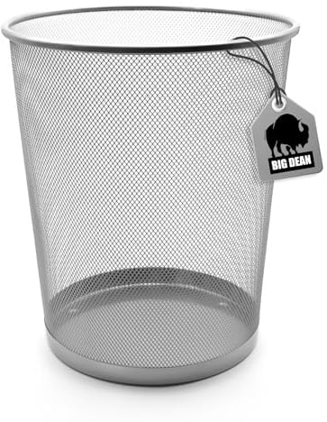 BigDean Papierkorb Büro silber 20L Metall – vielseitiger Büro Mülleimer Papierabfalleimer Mülleimer Büro Trash Can Papierkorb Metall